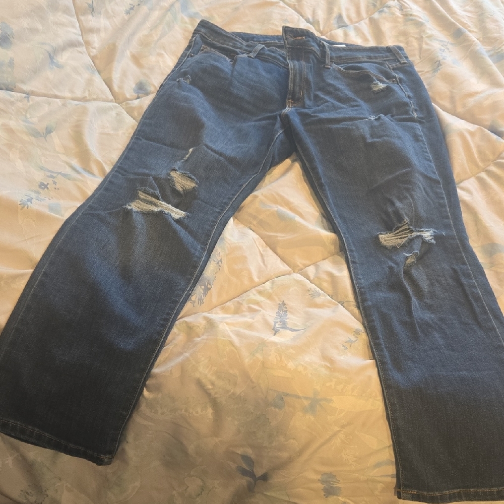 Old Navy Men's Relaxed Fit Distressed Jeans - Dark Blue